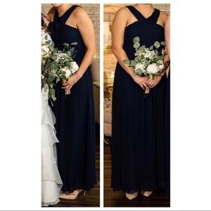 Levkoff navy chiffon bridesmaids dress — sz 8